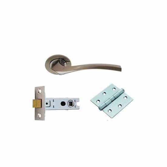 Carlisle GK008SNCP/INTB Satin Nickel/Chrome Sines Lever on Rose Latch Pack 