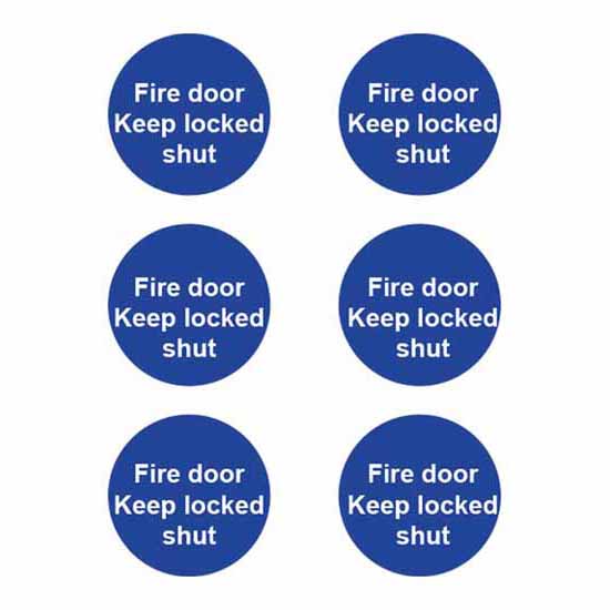 PVC 0153 Fire Door 'Keep Locked Shut Sign' Pack of 6 - 300 x 200mm