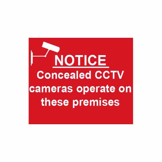 PVC Sign 1607 Concealed CCTV Cameras Operate on These Premises 