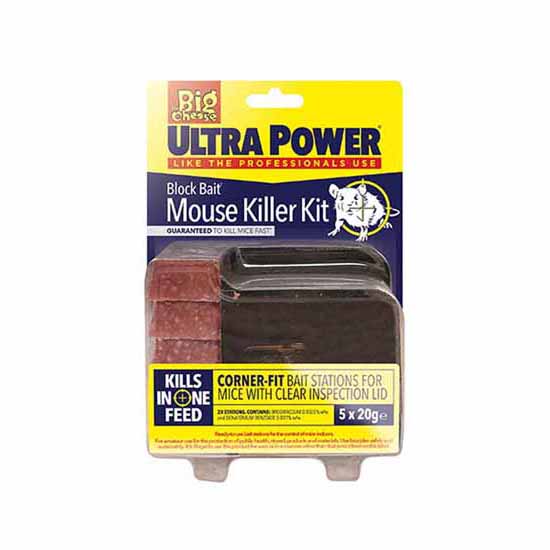 The Big Cheese STV565 Ultra Power Mouse Killer Station - Lockable - c/w 20g Brodifacoum Blocks - Pack of 5