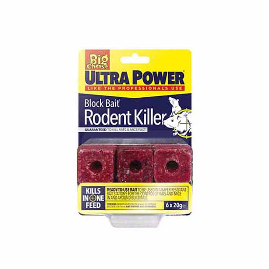 The Big Cheese STV567 Ultra Power Block Bait Killer Station refill 20g Brodifacoum Blocks - Pack of 6
