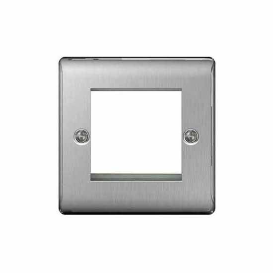 BG Nexus Brushed Steel 2 Module Front Plate Euro Module - NBSEMS2