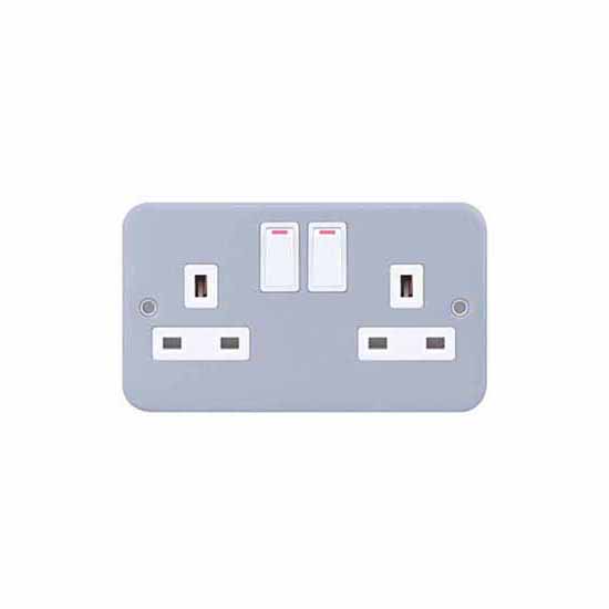 LGA Selectric LG9096MB 13a Surface Aluminium Metal Clad 2g Switched Socket