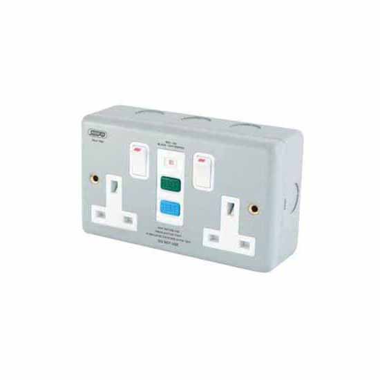 2 Gang Metal Clad RCD Protected Socket LGA Selectric LG9098MB-RCD