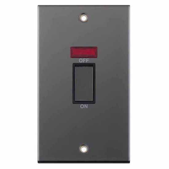 LGA DSL418 45A 2g Plate Switch c/w Neon - Black Nickel
