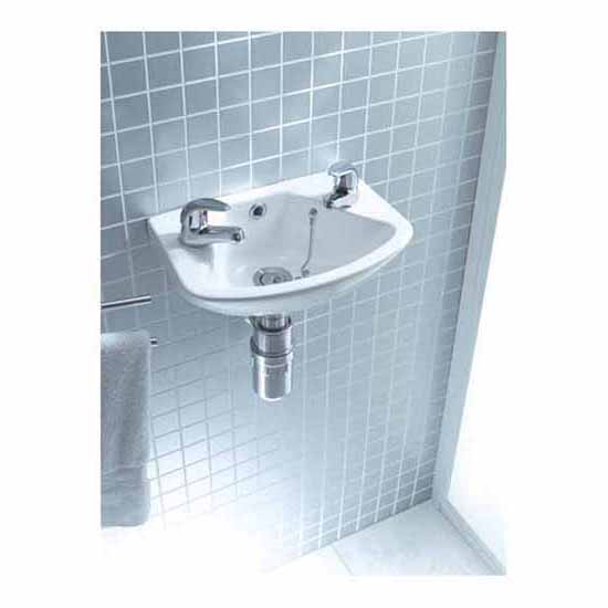 Lecico Atlas 14" x 10" Wall Basin 2 T/H - White