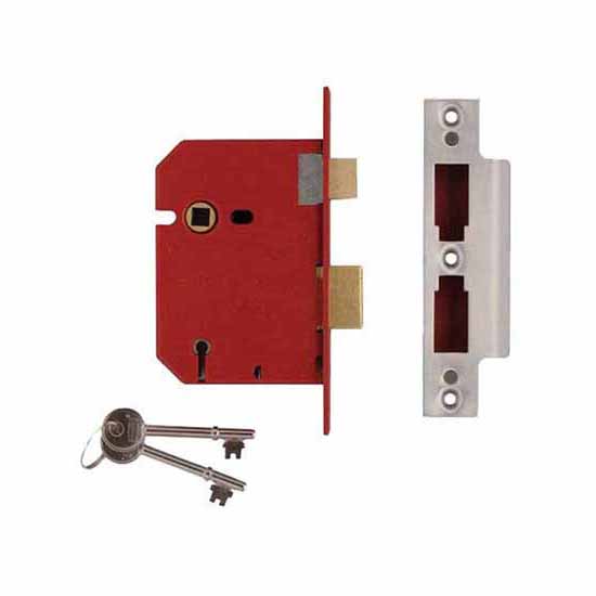 Union 2201KA Satin Chrome Keyed Alike 5 Lever Mortice Sash Lock