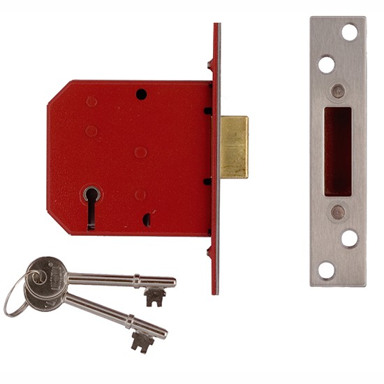 Union 2101KA Satin Chrome 5 Lever Mortice Dead Lock
