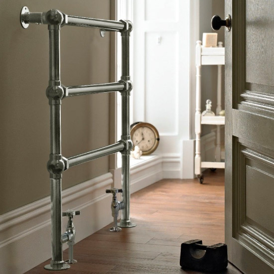 Vogue Grandeur Floor Mounted Radiator - Chrome On Brass