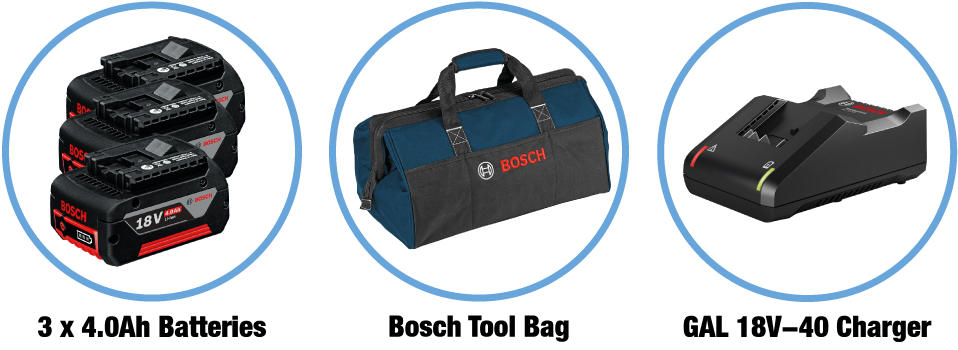 Bosch 3 x 4Ah, Tool Bag & GAL 18V-40 Charger