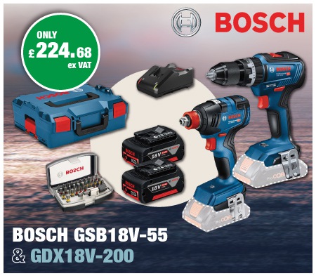 Bosch GSB 18V-55 Combi Drill & GDX 18V-200 Impact Driver