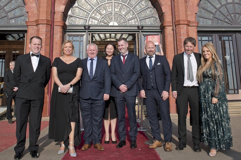 The whole team on the red carpet