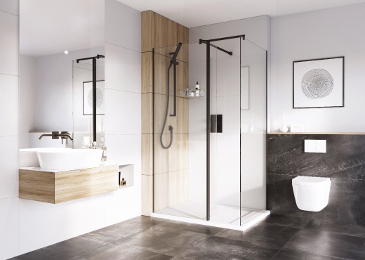 Wall Mounted Toilet With Countertop Basin & Shower Cubicle